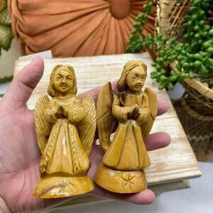 Handmade Olive wood Set of 2 Angels